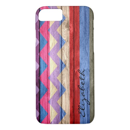 Wood Colored Chevron Stripes Vintage 5 iPhone 87 Case