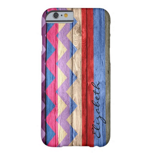 Wood Colored Chevron Stripes Vintage 5 Barely There iPhone 6 Case