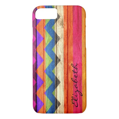 Wood Colored Chevron Stripes Vintage iPhone 87 Case