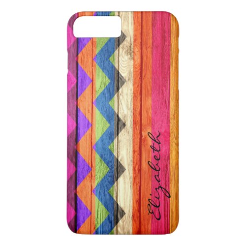 Wood Colored Chevron Stripes Vintage iPhone 8 Plus7 Plus Case