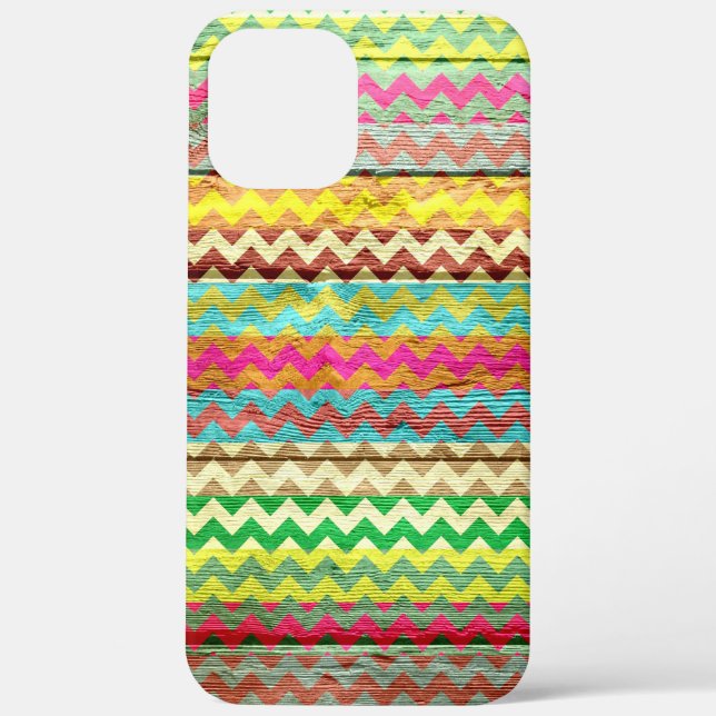 Wood Colorful Chevron Stripes Case-Mate iPhone Case (Back)