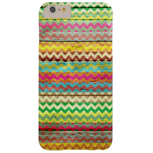 Wood Colorful Chevron Stripes Barely There iPhone 6 Plus Case