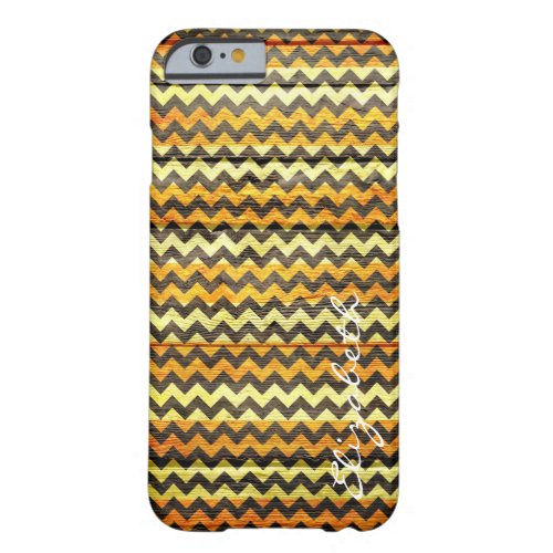 Wood Colorful Chevron Stripes Monogram 13 Barely There iPhone 6 Case