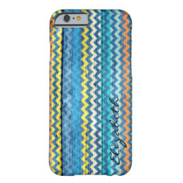 Wood Colorful Chevron Stripes Monogram #17 Barely There iPhone 6 Case