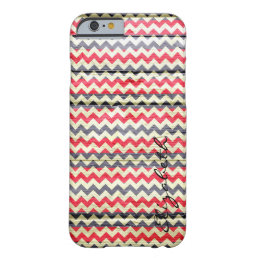 Wood Colorful Chevron Stripes Monogram #20 Barely There iPhone 6 Case