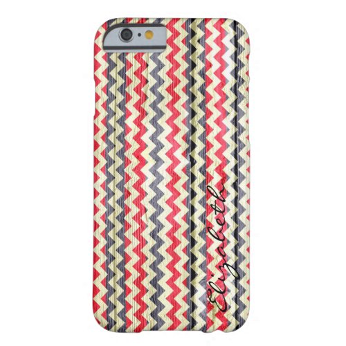 Wood Colorful Chevron Stripes Monogram 21 Barely There iPhone 6 Case