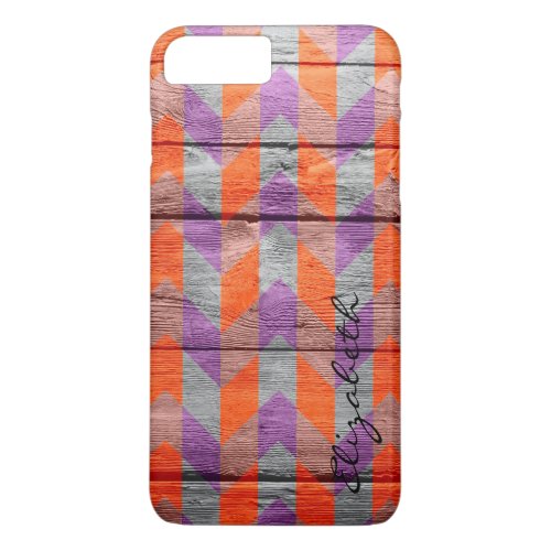 Wood Colorful Chevron Stripes Monogram 2 iPhone 8 Plus7 Plus Case