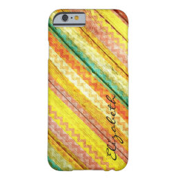 Wood Colorful Chevron Stripes Monogram #2 Barely There iPhone 6 Case