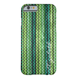 Wood Colorful Chevron Stripes Monogram #4 Barely There iPhone 6 Case