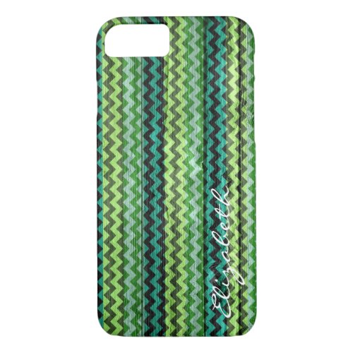 Wood Colorful Chevron Stripes Monogram 4 iPhone 87 Case