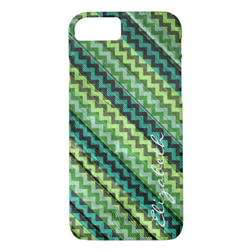 Wood Colorful Chevron Stripes Monogram 5 iPhone 87 Case