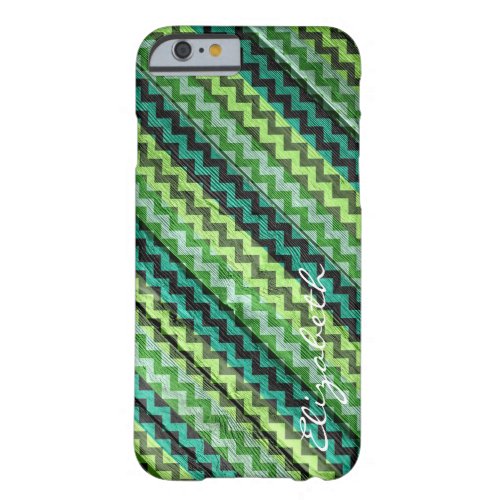 Wood Colorful Chevron Stripes Monogram 5 Barely There iPhone 6 Case