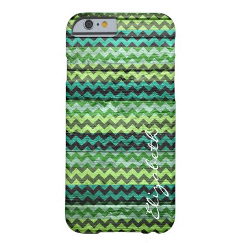 Wood Colorful Chevron Stripes Monogram 6 Barely There iPhone 6 Case