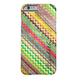 Wood Colorful Chevron Stripes Monogram #8 Barely There iPhone 6 Case