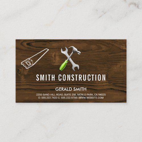 Wood  Construction Carpentry  Builder Business Card
