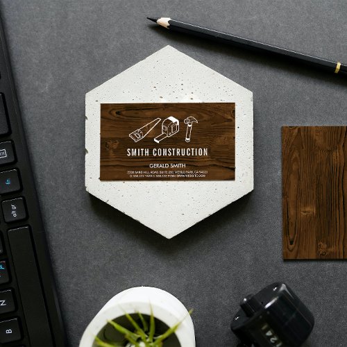 Wood  Construction Carpentry Business Card