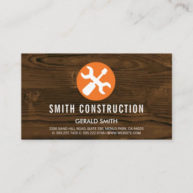 Wood | Construction Carpentry tools Business Card (Front)