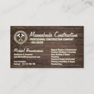 Wood Construction Company Business Card