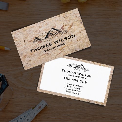 Wood Construction Handyman Carpenter Tools Wood  Business Card