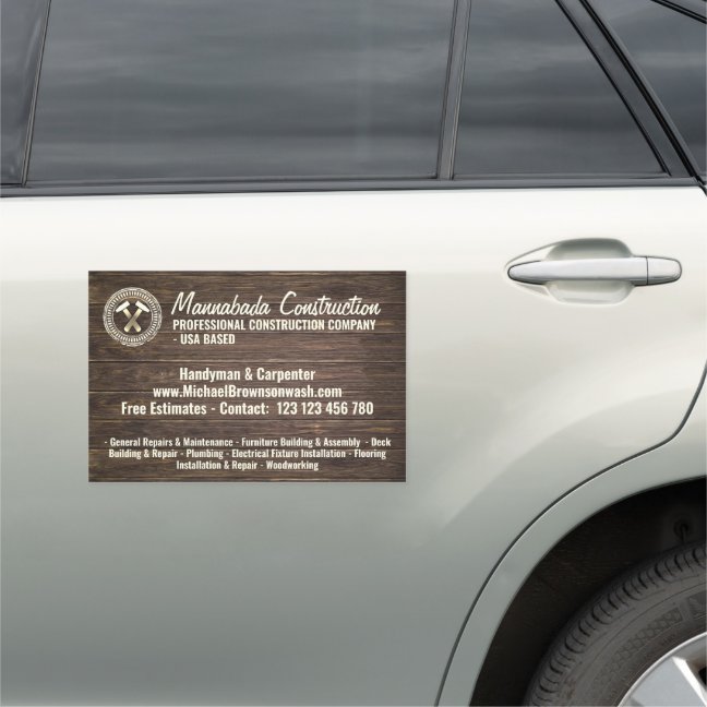 Wood Construction Repair Company Car Magnet