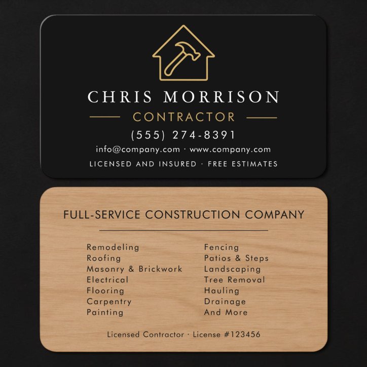 Wood Contractor Business Card