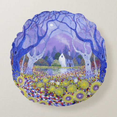 Wood Cottage 2013 Round Pillow