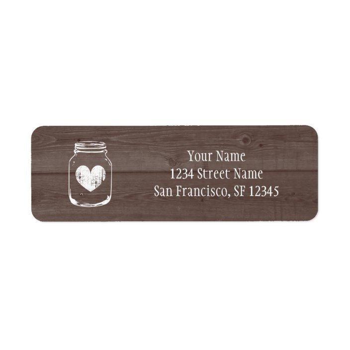 Wood country chic mason jar Return Address labels | Zazzle.com