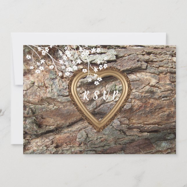 Wood, Country Rustic, Custom RSVP, Response Invitation (Front)