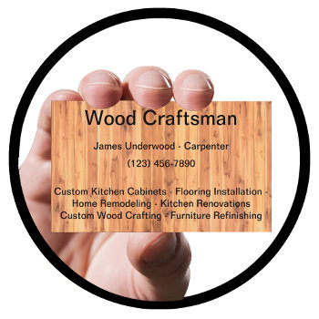 Wood Craftsman Carpenter Services Business Card by Luckyturtle at Zazzle
