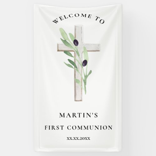 wood Cross First Communion Banner