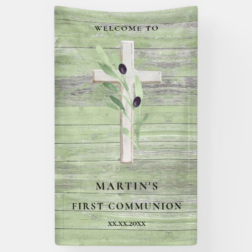 wood Cross First Communion Banner