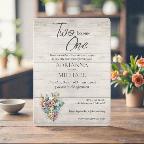 Wood Cross Floral Christian Two Become One