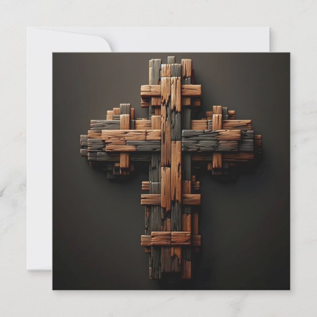 Wood Cross Greeting Card (Front)