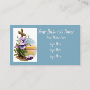 Wood Cross With Purple Flowers Business Card