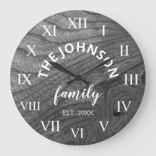 Wood Custom Family Name Rustic Farmhouse Large Clock
