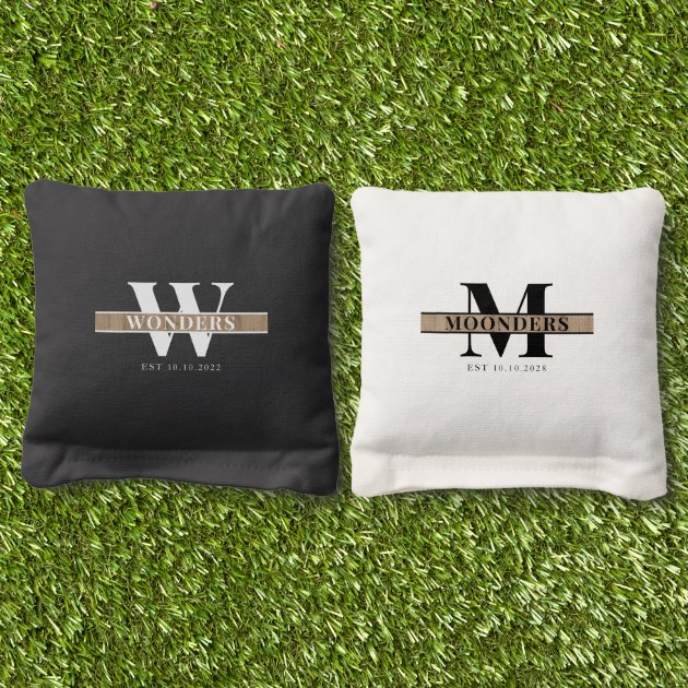 Wood Custom Monogrammed Cornhole Bags