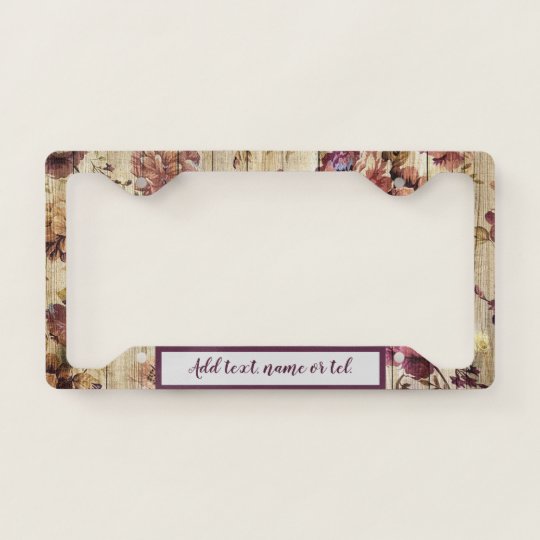 Wood Customize Rose Modern Popular Floral License Plate Frame | Zazzle.com