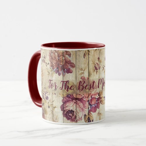 Wood Customize Rose Modern Popular Floral Mug