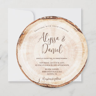 Wood Cut Grain Custom Invitation Rustic Wedding
