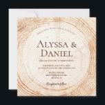 Wood Cut Grain Custom Rustic Wedding  Invitation<br><div class="desc">Capture the essence of a beautiful, romantic, rustic wedding with this Wood Cut Grain Custom Rustic Wedding Invitation. Drawing inspiration from the natural beauty of wood cut slabs, this invitation allows you to customize the bride and groom names, wedding date, and location, adding a personal touch to your special day....</div>