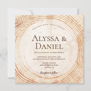 Wood Cut Grain Custom Rustic Wedding  Invitation