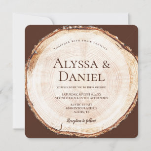 Wood Cut Grain Custom Rustic Wedding Invitation