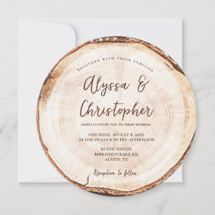 Wood Cut Grain Custom Rustic Wedding Invitation