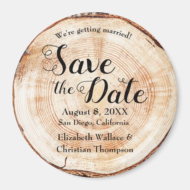 Wood Cut Names Country wedding Unique Custom Magnet (Front)