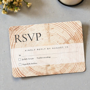 Wood Cut Slice Mail in Rustic Wedding  RSVP Card