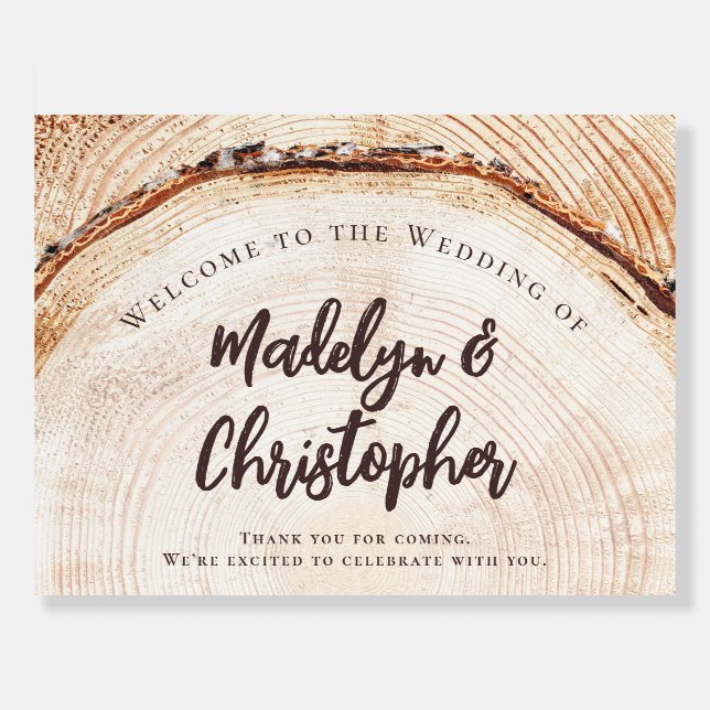 Wood Cut Welcome to the wedding Custom Rustic  Foam Board (Front)