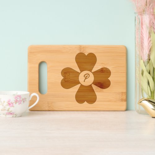 Wood Cutting Board _ Clover Shape with Monogram