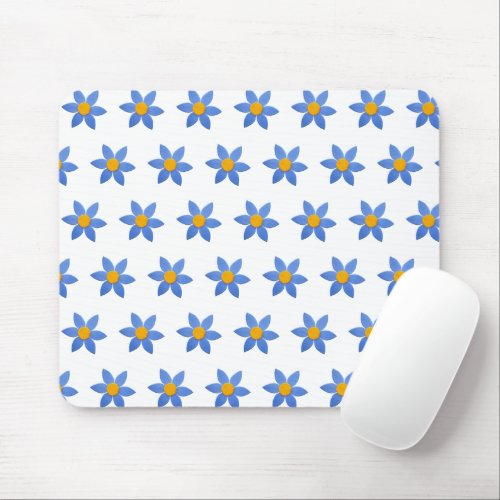 Wood Daisy Flowers on White Mouse Pad