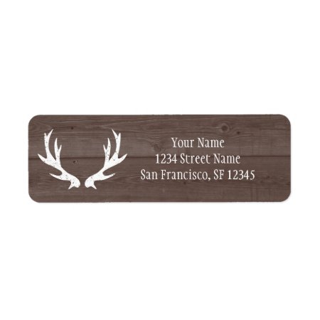 Wood Deer Antler Wedding Return Address Labels