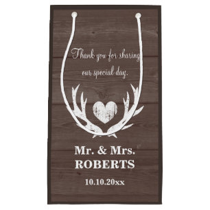 Wood deer antlers wedding party favor gift bags